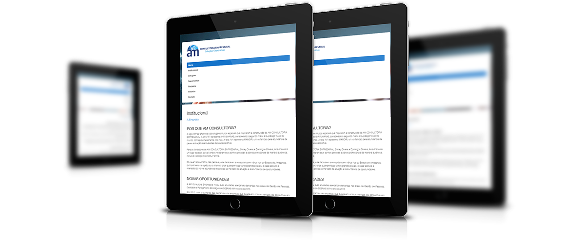 Layout da AM - Consultoria Empresarial no tablet